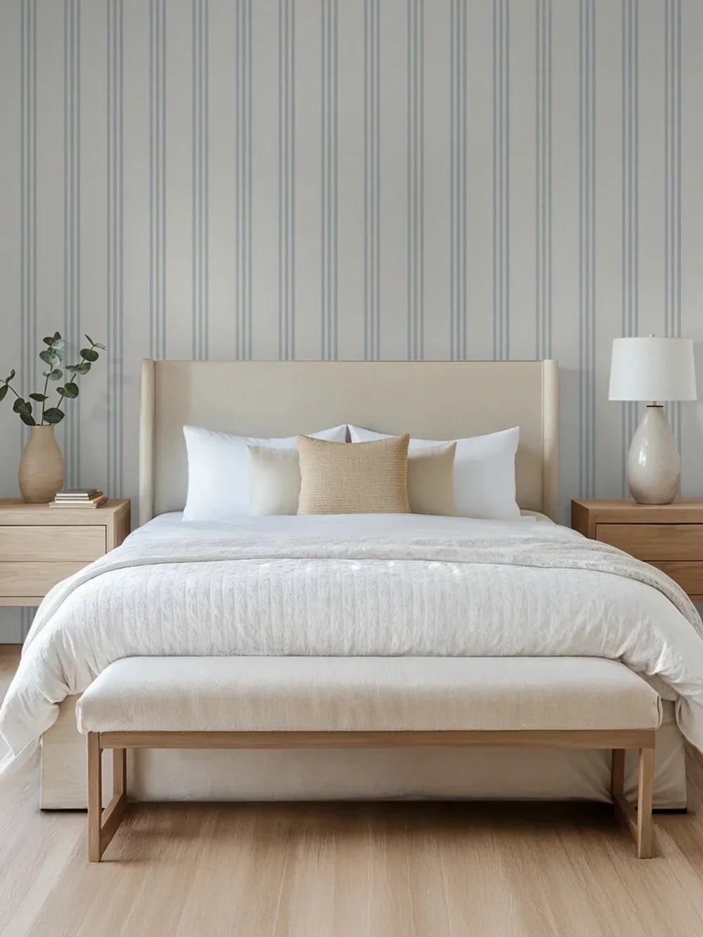 Striped Wallpaper - Blue & White